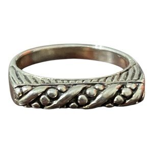 Silver Stacking Ring, Tall Intricate Design